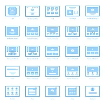 Web Wireframes Icons Bundle Stock Illustration