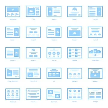 Web Wireframes Icons Pack Stock Illustration