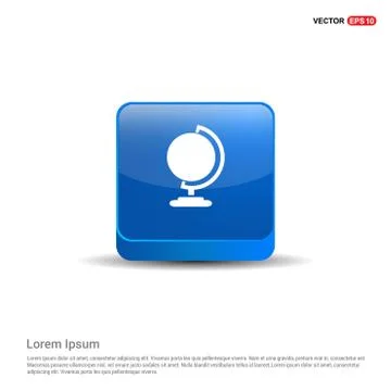 Web World Globe Icon - 3d Blue Button Stock Illustration