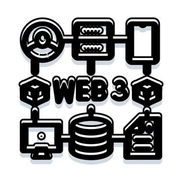 Web3 ecosystem connecting digital devices and data network 스톡 일러스트