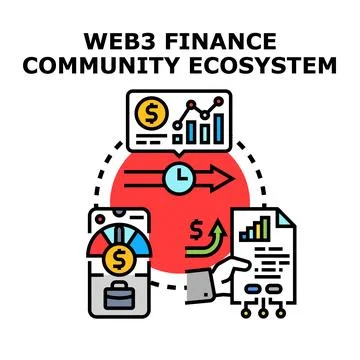 Web3 finance community ecosystem development delivering growth Stock Illustration