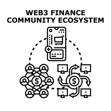 Web3 finance community ecosystem distributing digital payments Stock Illustration