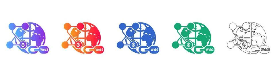 Web3 Global Network Connectivity Icons 스톡 일러스트