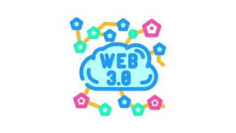 Web3 integration decentralized application color icon animation Stock Footage 327259569