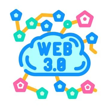 Web3 integration decentralized application color icon vector illustration Stock Illustration