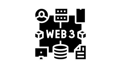 Web3 integration decentralized application glyph icon animation Stock Footage 326145491