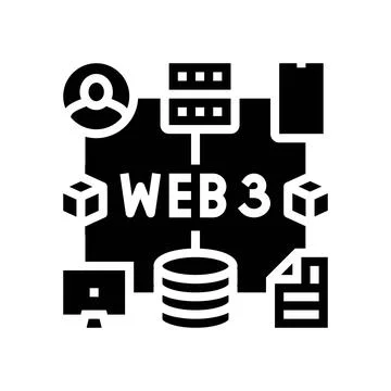 Web3 integration decentralized application glyph icon vector illustration Stock Illustration