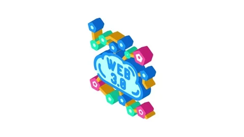 Web3 integration decentralized application isometric icon animation Stock Footage 327280462