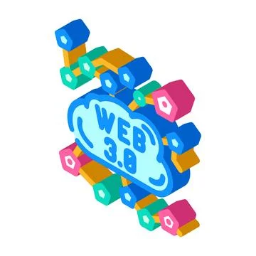 Web3 integration decentralized application isometric icon vector illustration Stock Illustration
