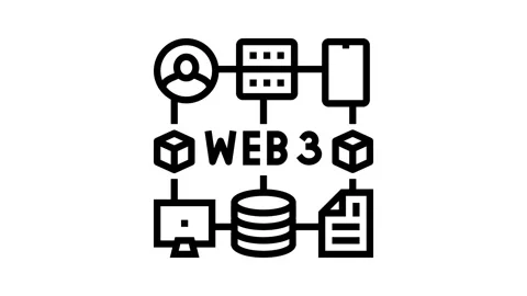 Web3 integration decentralized application line icon animation Stock Footage 326125695