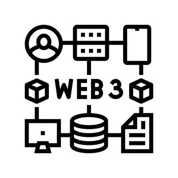 Web3 integration decentralized application line icon vector illustration Stock Illustration