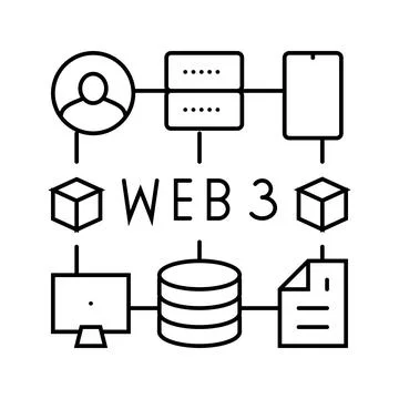Web3 integration decentralized application line icon vector illustration Stock Illustration