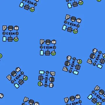 Web3 integration decentralized application vector seamless pattern Stock Illustration