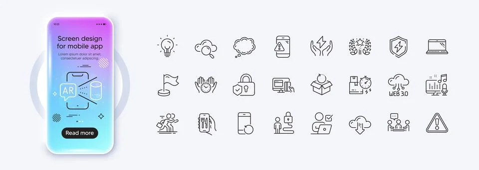 Web3, Lock and Return package line icons for web app. Pictogram icon. Phone Stock Illustration