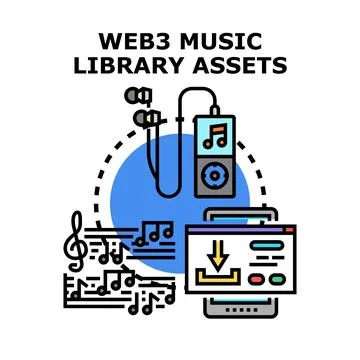 Web3 music library assets future digital ecosystem Stock Illustration