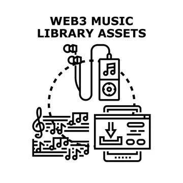 Web3 music library assets future digital ecosystem Stock Illustration