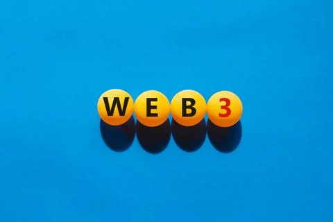 WEB3 or web 3 symbol. Yellow tennis balls with concept words WEB 3. Beautiful Stock Photos