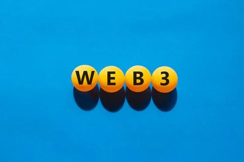 WEB3 or web 3 symbol. Yellow tennis balls with concept words WEB 3. Beautiful Stock Photos