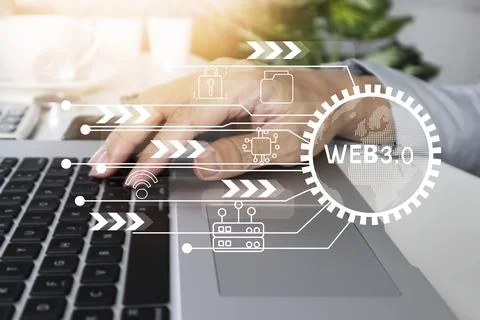 Web3.0, technologies such as blockchain that decentralize the management an.. Foto stock