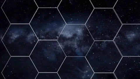 Webb telescope 18 hexagonal primary mirror coated with gold. observing Stock Footage 169615847