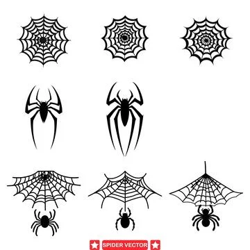 Webbed Wonders  Captivating Spider Vector Set for Artistic Projects Stock Illustration