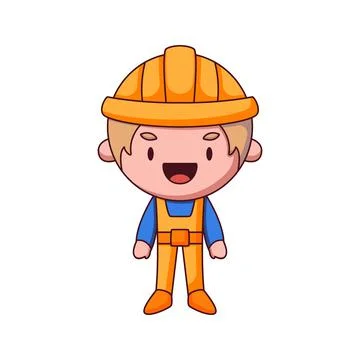 Webbuilder cartoon doodle hand drawn concept vector kawaii illustration Stock Illustration