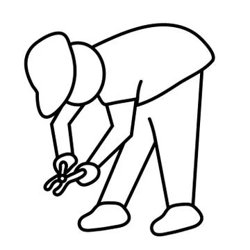 Webbuilder at work. outline stock vector illustration Stock Illustration