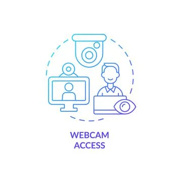 Webcam access blue gradient concept icon Stock Illustration