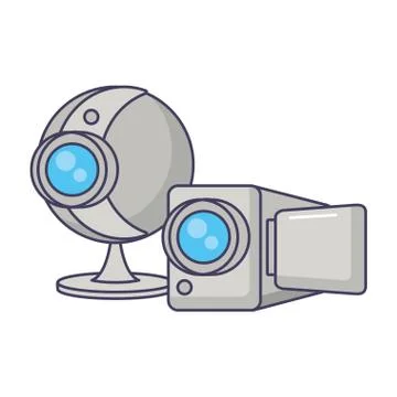 Webcam and camera record video devices Illustrazione stock