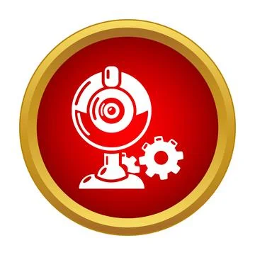 Webcam camera recording settings gear button concept Illustrazione stock