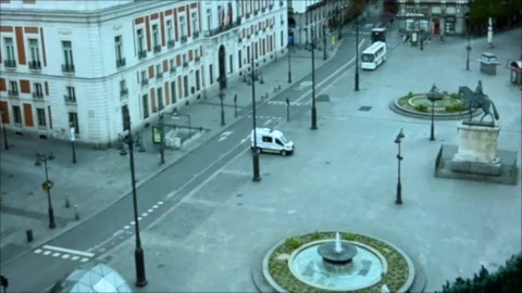 Webcam compilation of famous Spanish cities empty at the time of the coronavirus Video stock 126987772