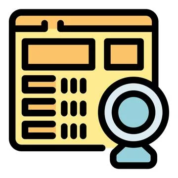 Webcam connecting to website control panel for video call or live streaming Stockillustratie