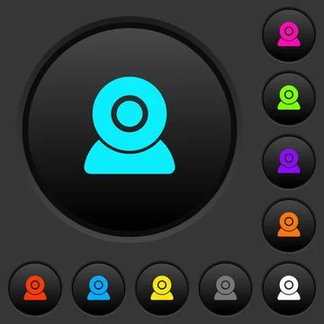 Webcam dark push buttons with color icons Illustrazione stock