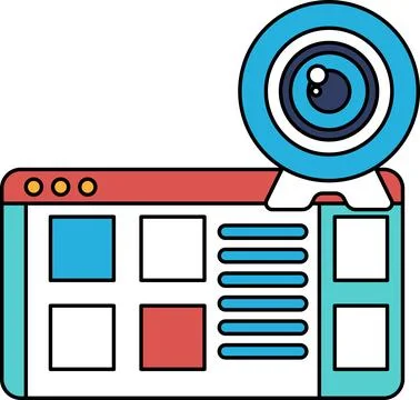 A webcam is displayed on a computer screen Stock Illustration