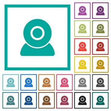Webcam flat color icons with quadrant frames Illustrazione stock