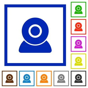 Webcam flat framed icons 스톡 일러스트