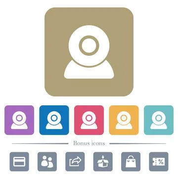 Webcam flat icons on color rounded square backgrounds Illustrazione stock