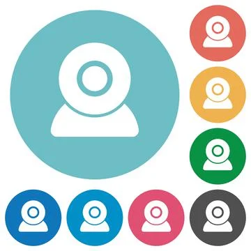Webcam flat round icons Stock Illustration