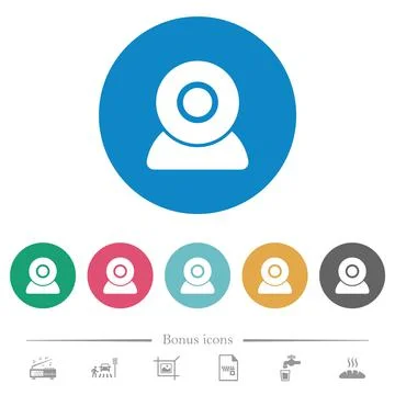 Webcam flat round icons Stock Illustration