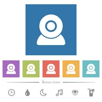 Webcam flat white icons in square backgrounds Illustrazione stock