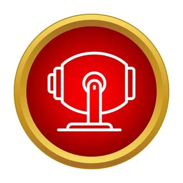 Webcam icon in a red circle symbolizing online technology Stock Illustration