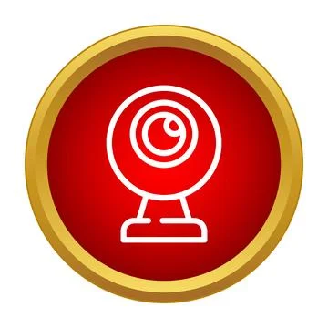 Webcam icon representing online video communication and security Illustrazione stock