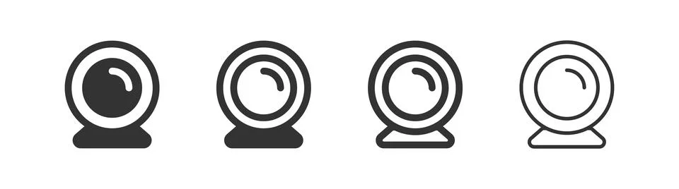 Webcam icon, set. Web cam symbol. Black and line web video camera in vector.. Stock Illustration