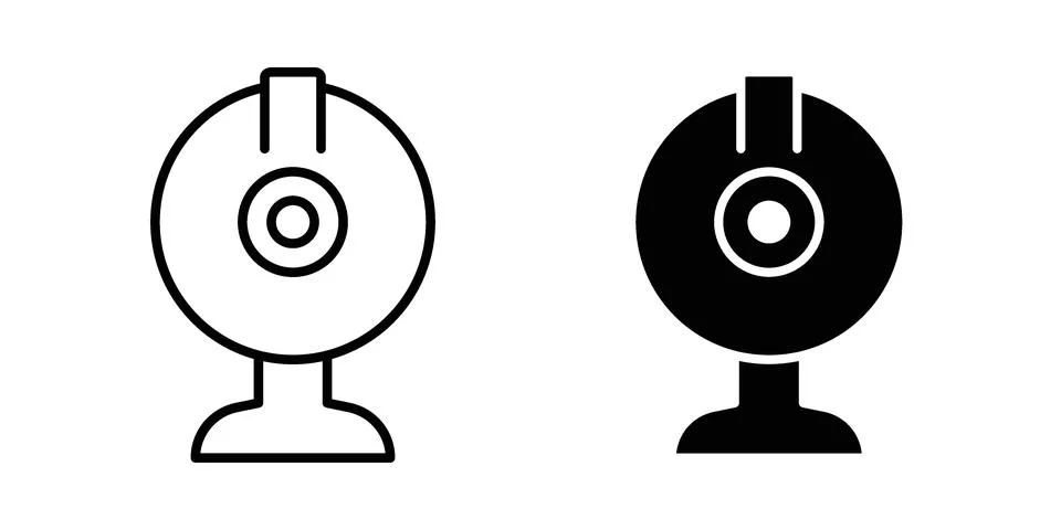 Webcam icon silhouette vector set. thin line pack Illustrazione stock