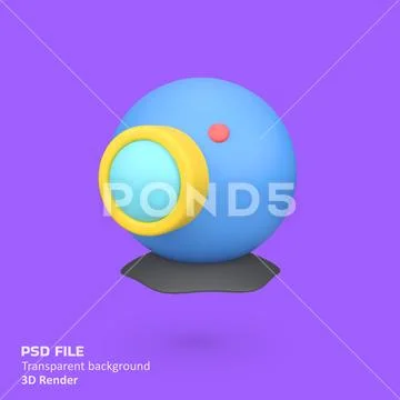 Webcam isolated 3d render icon illustration Modello PSD