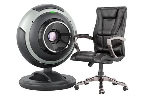 Webcam with office chair, 3D rendering Stock Illustration
