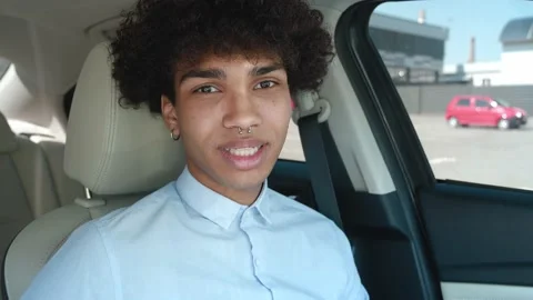 Webcam or blogging, stream young Afro American student guy man waving his hand Stock Footage 169436598