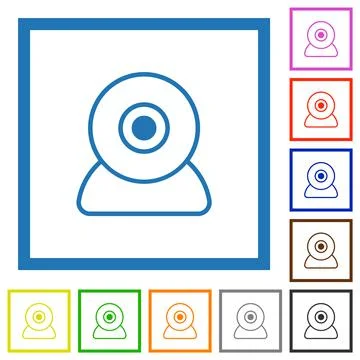 Webcam outline flat framed icons Illustrazione stock
