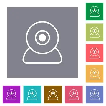 Webcam outline square flat icons Stock Illustration
