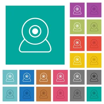 Webcam outline square flat multi colored icons Illustrazione stock